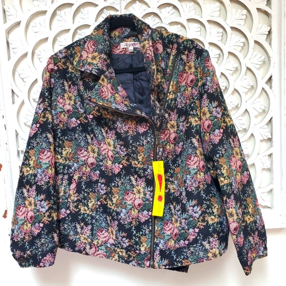 Joe Browns NWT Floral Tapistry Zipper Biker Jacket Size 22